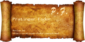 Pratinger Fodor névjegykártya